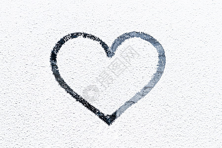 冰霜的窗子上画着心 爱 冻结 庆典 自然 冰冷的图片
