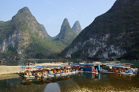 中国广西省桂林Yyu Yangsuo长河景观 水路 亚洲图片