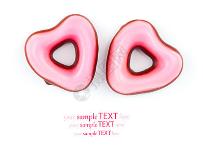 用于情人节的粉红心饼干 白背景 快乐的 浪漫的 条纹图片