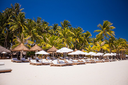 热带阳光明媚的白色热带沙滩 位于美丽的外来度假胜地 加勒比 酒店图片