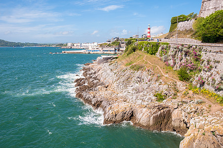 普利茅斯海岸线 建筑物 德文郡 全景 码头 天空 吸引力图片