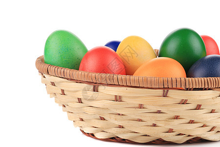 复活节鸡蛋和篮子隔离 健康 营养 生产图片
