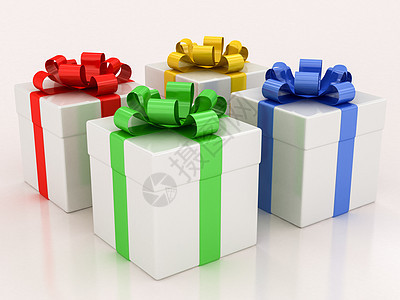 带有变色彩带的白色礼品盒 周年纪念日 动 礼物 圣诞节图片