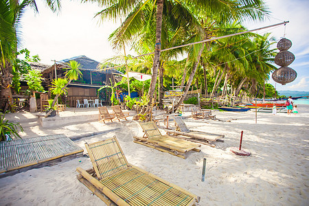 在一个热带异国度假村的美丽小旅馆 休息室 蓝色的图片