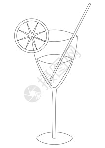 玻璃杯加饮料 轮廓 鸡尾酒 水晶 气泡 绘画 高脚杯图片