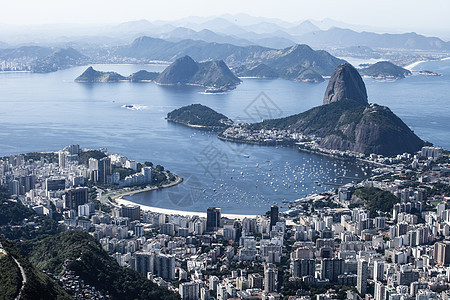 巴西里约热内卢和Botafogo海滩 从Corcovado观看 夏天 全景图片