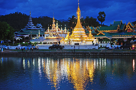 泰国北省梅洪松的 地标 辉光 河 塔 缅甸图片