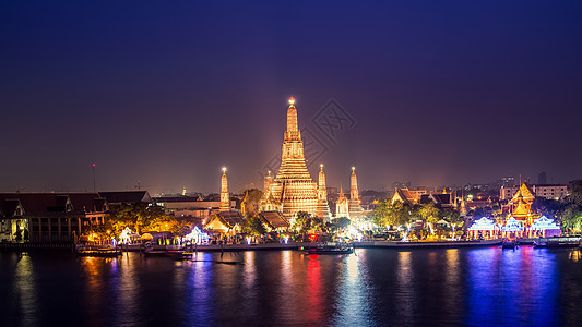 Wat Arun 曼谷 泰国 湄南河 黄昏 砰的一声图片