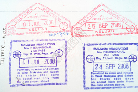 马来西亚护照入境印章 马来西亚护照 亚洲图片