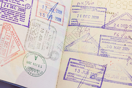 护照印章 穿越 国家 欧洲 旅行 巴西 访问 假期图片