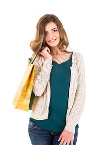 拿着购物袋的漂亮女人 包 微笑 购物中心 购物狂 时髦图片