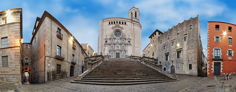 吉罗纳大教堂 地中海 赫罗纳 欧洲 巴洛克风格 全景 天主教徒图片