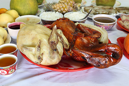 煮鸡 烤鸭和中国新华新菜各类食品 泰国 午餐图片