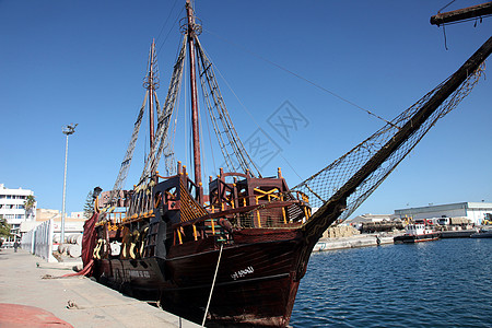 海盗船 航海的 阳光 港口 码头 寂静 假期 蓝色的图片