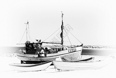 丹麦捕鱼船 日落 横幅 渔船 水手 沃鲁波尔 北海 傍晚心情图片