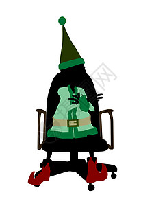 圣诞Elf坐在A轮椅上 Silhouette说明 假期 精灵背景图片