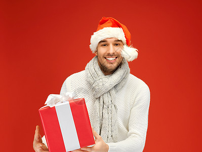 戴圣诞帽子的帅帅帅哥 弓 可爱的 围巾 衣服 套衫图片