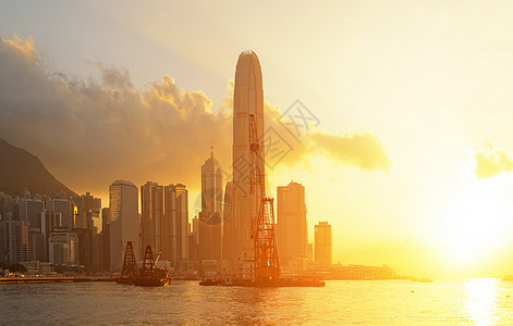 香港日落 天际线 摩天大楼 建筑 中国 假期 城市 美丽 天空图片