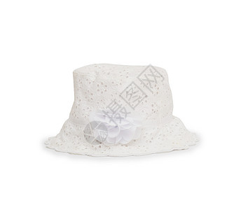 白色背景花朵的白帽子图片
