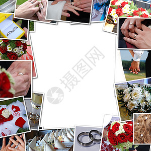 结婚照片框架 专辑 边界 假期 马夫 新娘 拼贴画图片