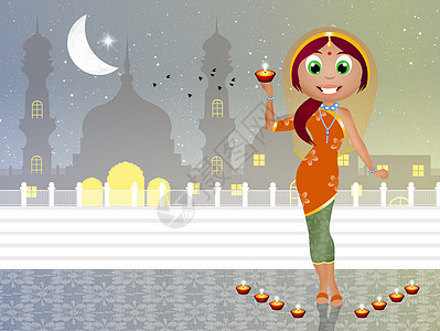 印第安印度妇女 巴基斯坦 插图 庆典 节日 纱丽 传统的 泰姬陵图片
