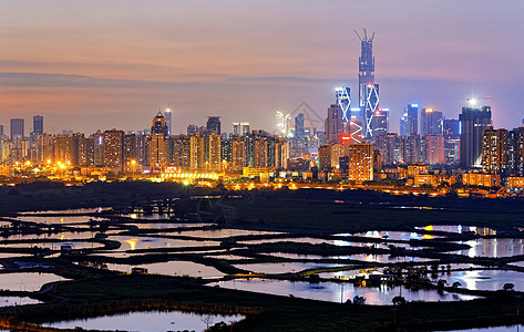 深夜的香港乡间 市中心 城市 城市景观 建筑学 中国 旅游图片