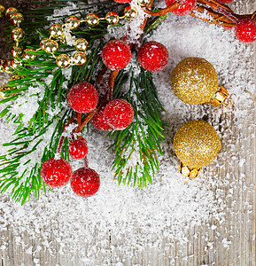 圣诞装饰 在木质背景 雪花 庆典 圣诞节 假期 松树图片