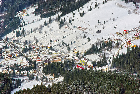 山山度假村 村庄 大雪纷飞 寒冷的 酒店 运动 宁静 冰 雪图片