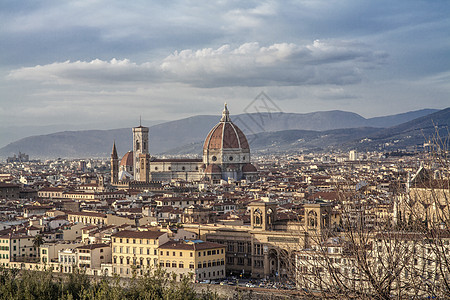 意大利佛罗伦萨空中观察 地标 著名的 建筑学 大教堂 天主教的图片