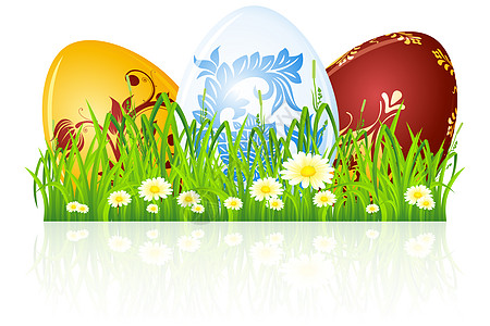 青草中的复活节鸡蛋 艺术 自然 草地 季节背景图片