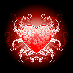 红价物心脏和花纹型式的红价心 插图 花的图片