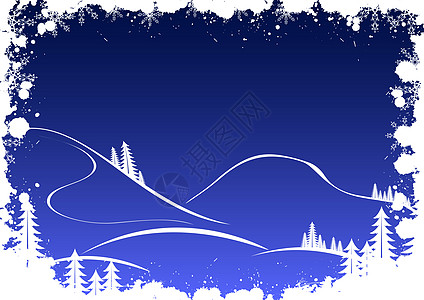 长冬背景 有fir-tree雪花和圣诞树图片