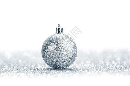 闪闪发光的银色圣诞球 白色的 喜庆的 节 闪光背景图片