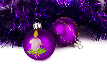 紫色圣诞球 雪花 弓 装饰品 丝带 传统的 假期 玻璃图片