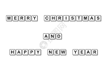 圣诞快乐 新YAYYYYYYYY字谜在白背景上 插图 按钮图片