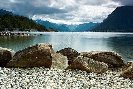 落岩海岸 山脉 半岛 自然 旅行 挪威 美丽的图片