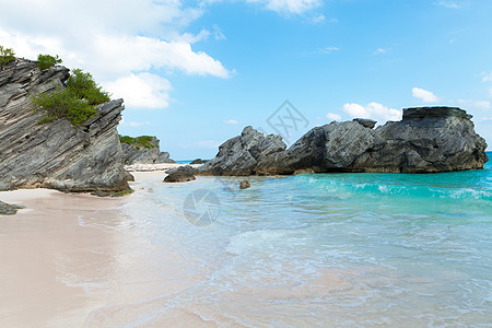 百慕大马蹄湾海滩 热的 热带 旅游 岩石 夏天 旅行图片