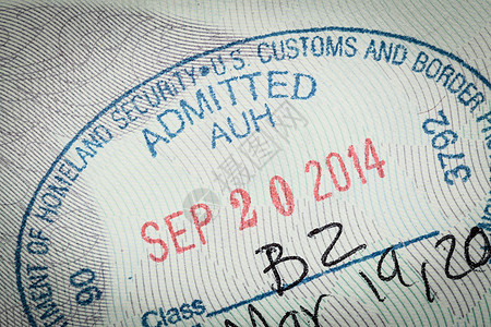 美国移民旅行签证 美国入境旅行许可证 的印章图片
