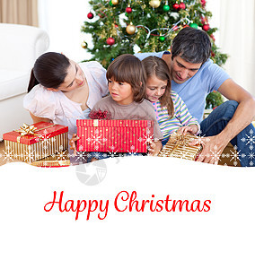 家庭圣诞节肖像的复合图像Name 幸福 假期图片