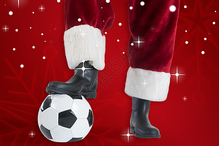 Santa Claus的复合图像正在踢足球 风流图片