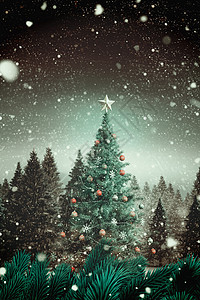 圣诞节树的复合图像 霜 假期 蓝天 冰 寒冷的图片
