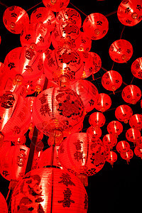 中国红灯笼装饰 传统 农历新年 红色的 龙 节日 金的 镇图片
