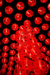 中国红灯笼装饰 喜庆 农历新年 镇 金子 假期 店铺图片