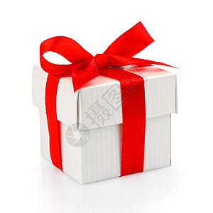 带红色丝带的白色礼品盒 装饰风格 生日 弓 纸 购物图片