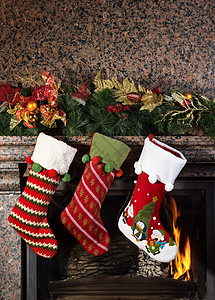 圣诞丝袜 日志 烧伤 壁炉 传统 展示 火图片