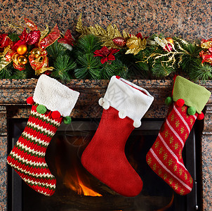 圣诞丝袜 糖果 热的 糖 温暖 圣诞老人 丝带 家图片
