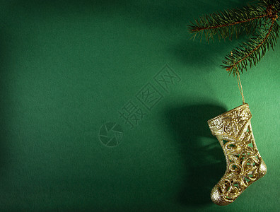 圣诞丝袜 绿色的 展示 松树 金子 喜悦 枝条 金的图片