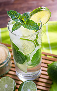 Mojito 饮料 酒吧 透明的 薄荷 叶子 寒冷的图片