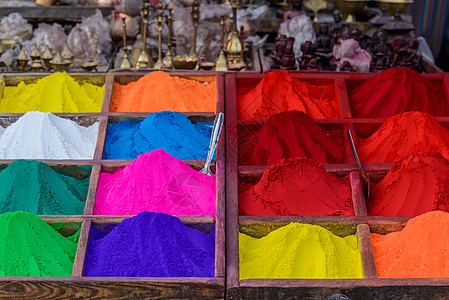 加德满都多彩粉 传统 紫色的 庆典 染料 印度图片