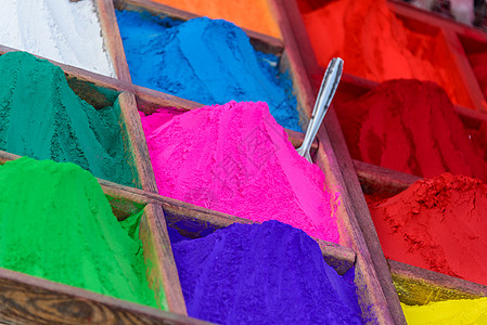 加德满都多彩粉 染料 紫色的 市场 假期 帕斯帕提那 颜料图片